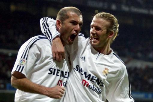 Beckham e Zidane, os 'Galáticos' do Real Madrid. (Foto: Site Trivela)